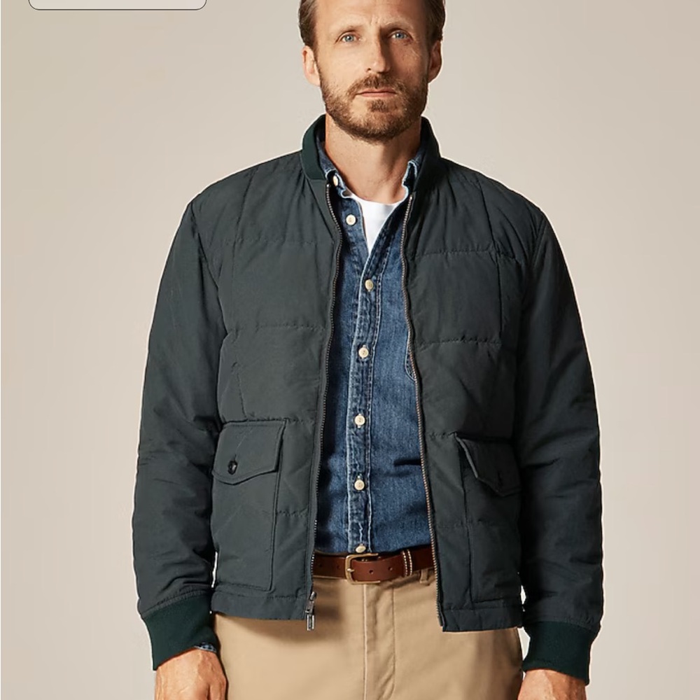 J. Crew Men's Deep Green Puffer Jacket
